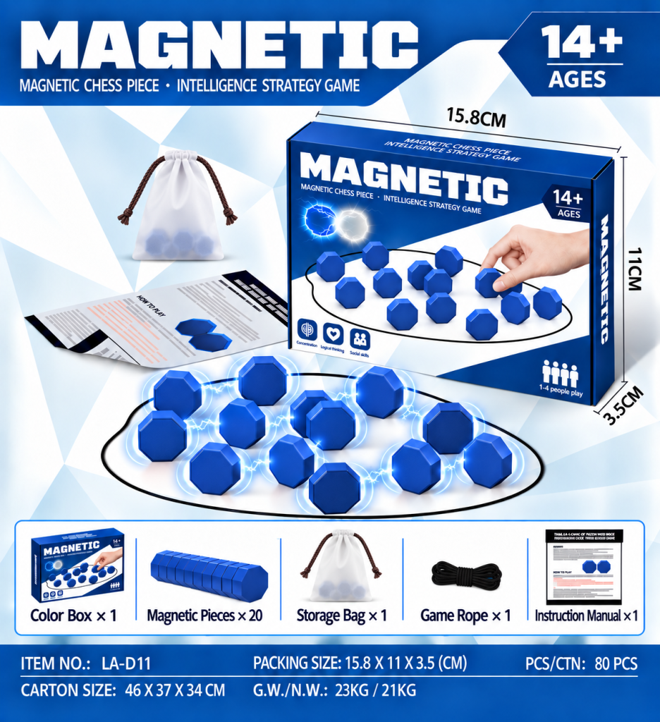 Magnetic Chess 3.4cm Large Yellow 20 Piece Set